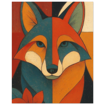 Djur: Vibrant Cubist Fox Art Print – Modern Nordic Elegance for Your Home