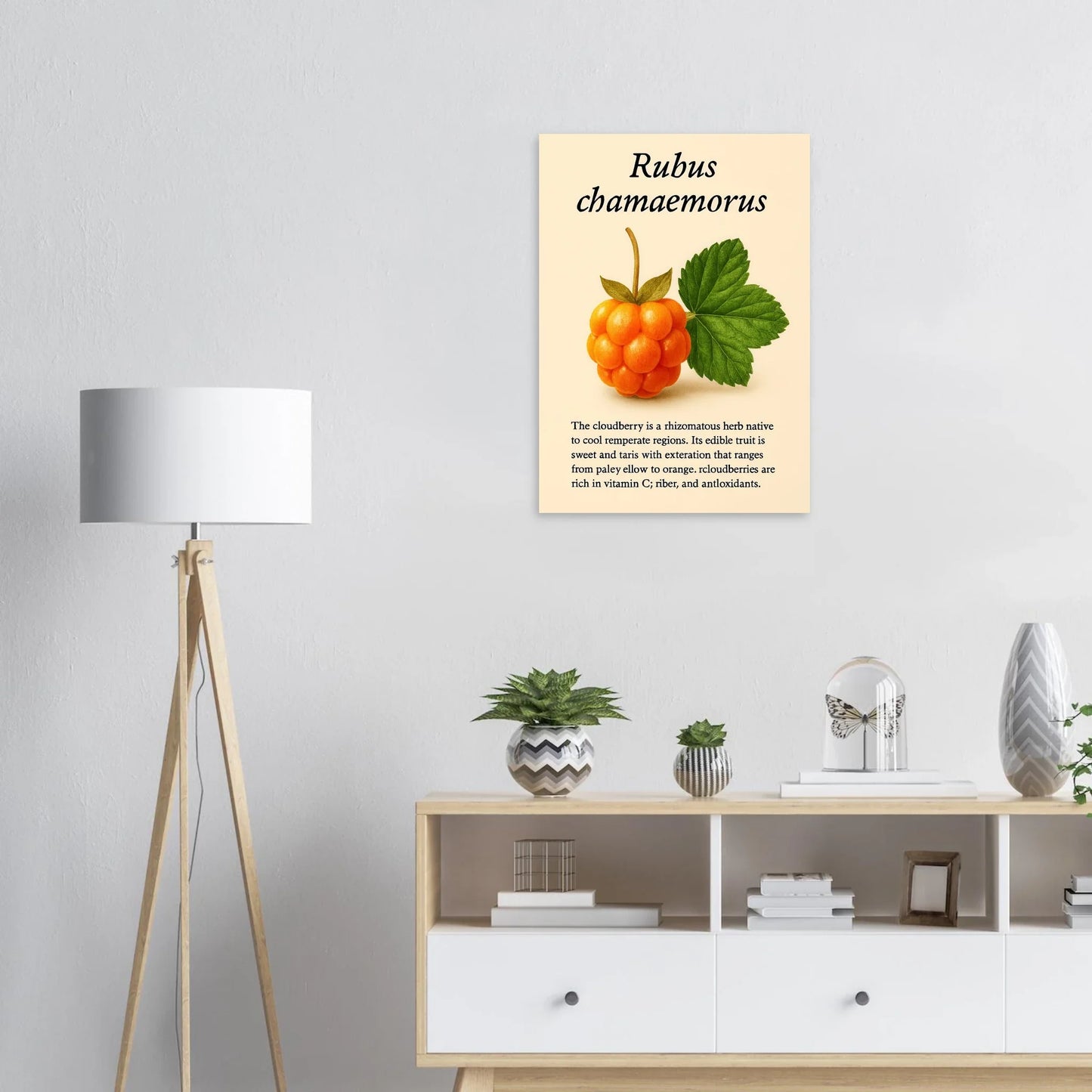 Rubus Chamaemorus Cloudberry Botanical Print - Vibrant Orange Fruit Wall Art Poster in Multiple Sizes