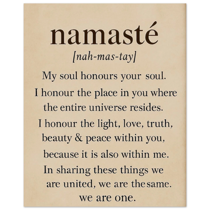 "Namaste" Inspirerande Väggkonst Tryck, Beige & Svart Typografi Konsttryck i Flera Storlekar