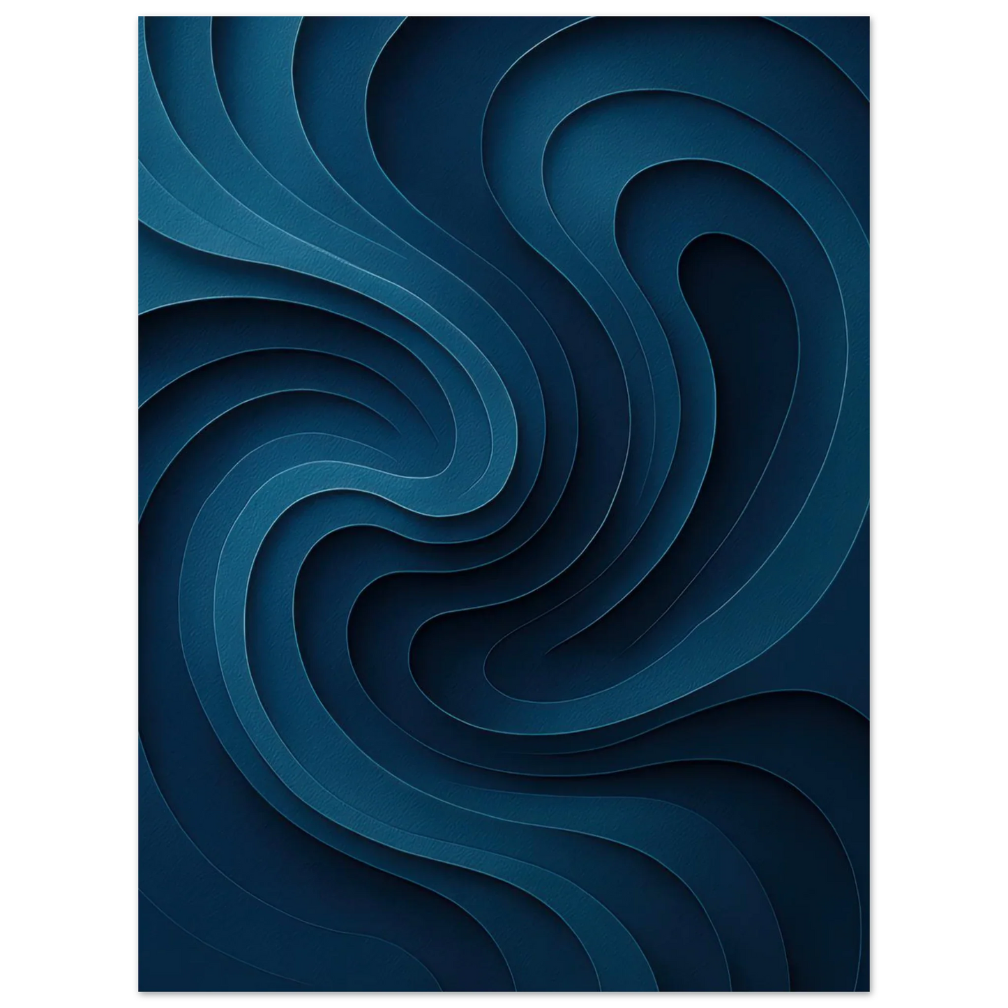 Deep Ocean Swirl Abstract Poster Print: Minimalist Curves in Indigo & Teal – Elevate Your Space with Modern Art