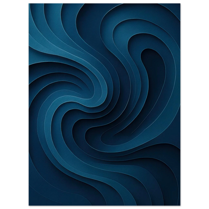 Deep Ocean Swirl Abstract Poster Print: Minimalist Curves in Indigo & Teal – Elevate Your Space with Modern Art