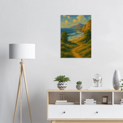 Stig till Strand Poster – Målning med Klippa och Havsutsikt