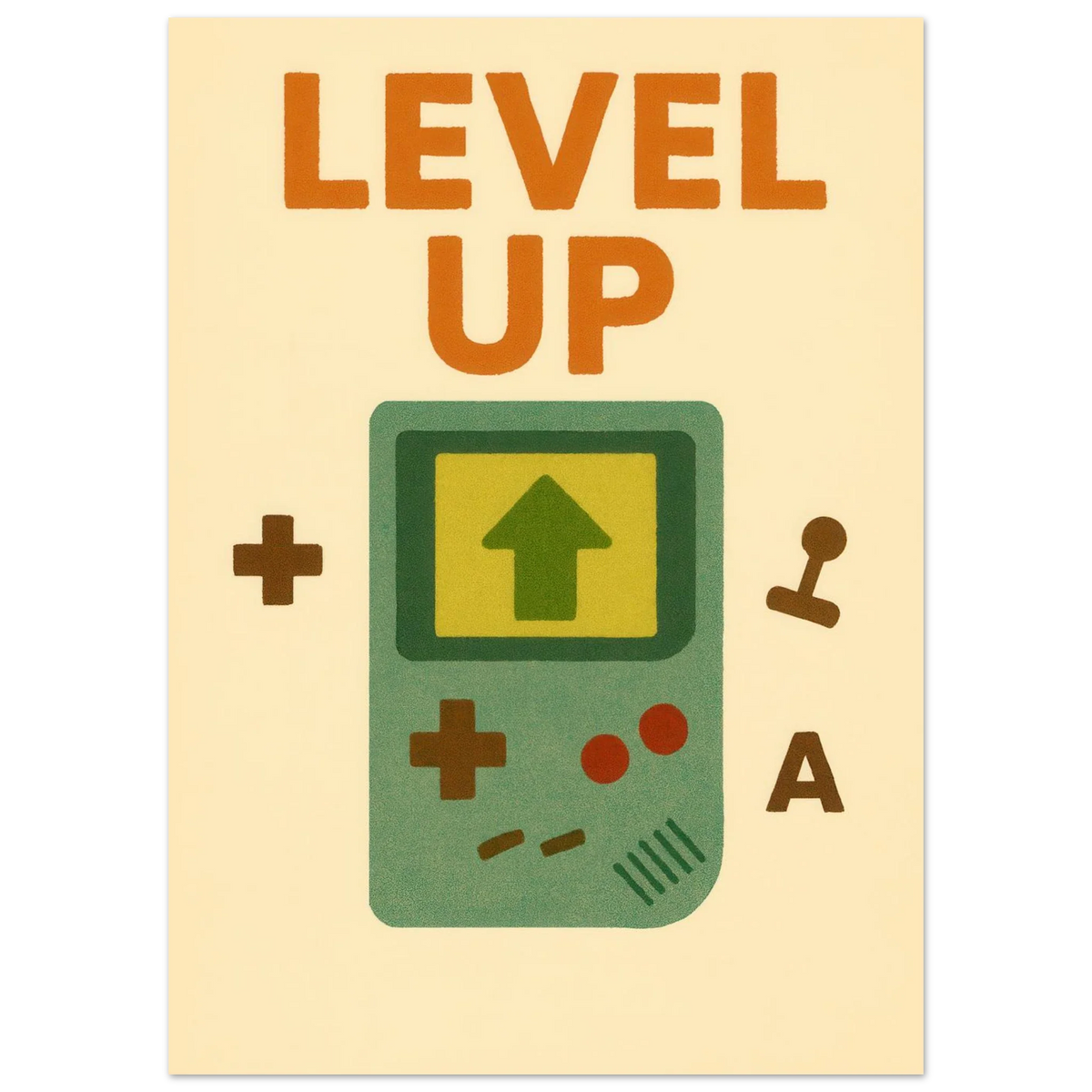 Level Up Retro Gaming Poster – Nostalgic Art Print for Gamers