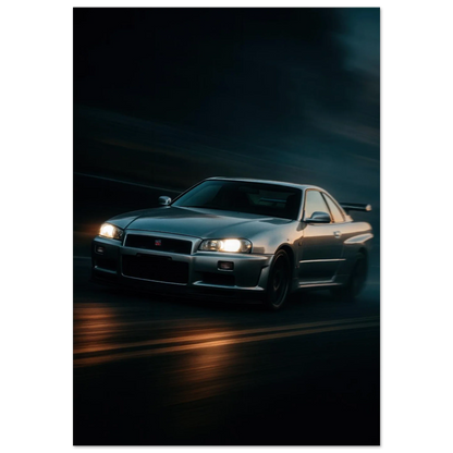 Nissan Skyline Night Drive Poster - Premium Automotive  Art Print