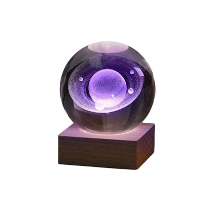 3D Galax Nattlampa – Kristallkula med LED-Solsystem & Mysigt Skimmer