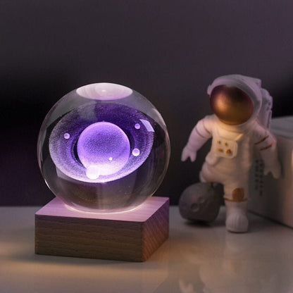 3D Galax Nattlampa – Kristallkula med LED-Solsystem & Mysigt Skimmer