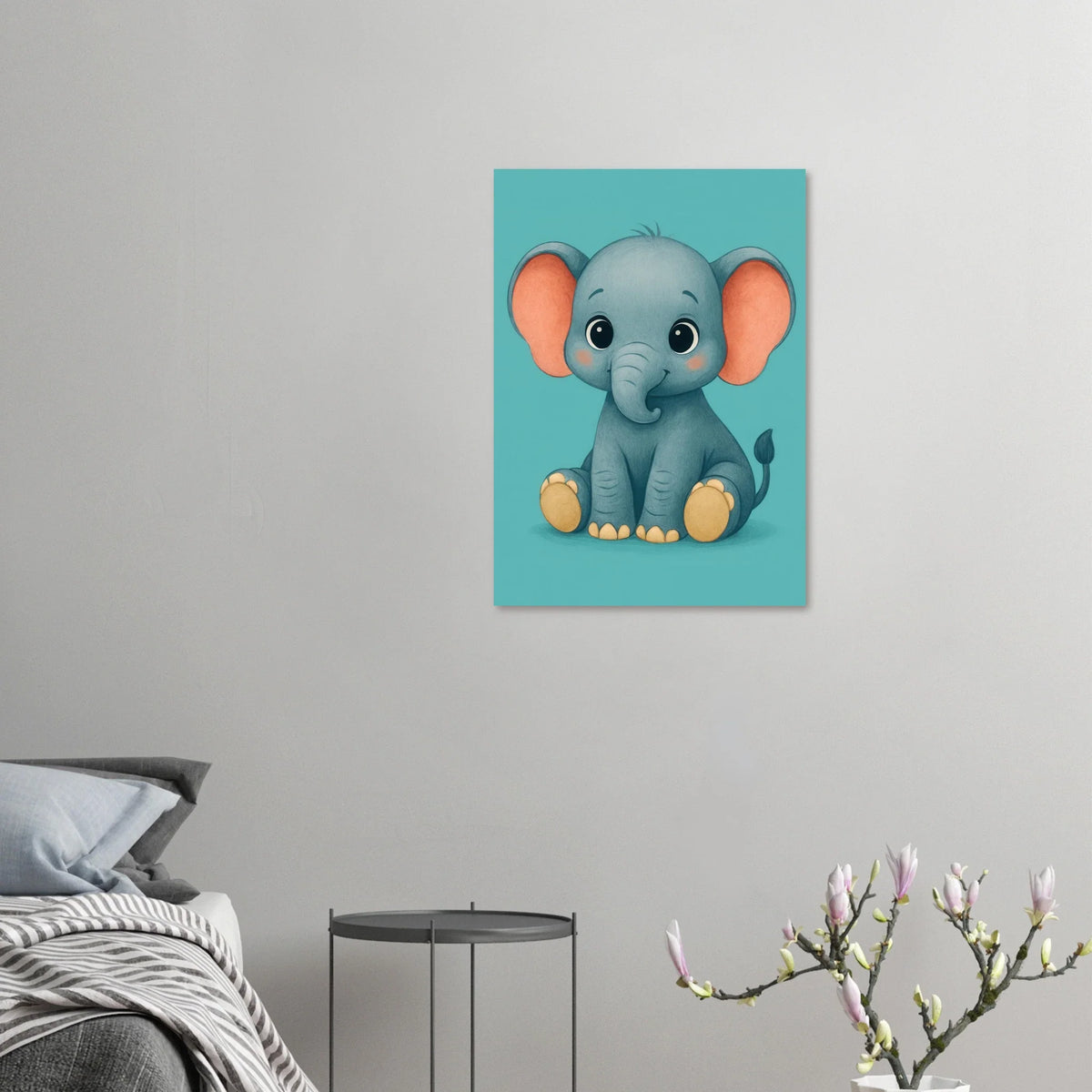 Söt Elefant Konsttryck - Charmig Djurdesign för Barnrummet, Tillgänglig i Flera Storlekar