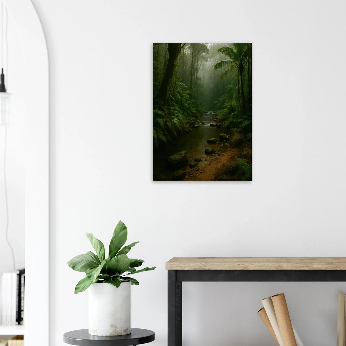 Misty Emerald Jungle River Poster - Premium Nature Wall Art