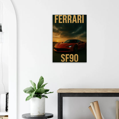Ferrari SF90 Sunset Drive Poster – Premium Quality Car Art in Multiple Sizes
