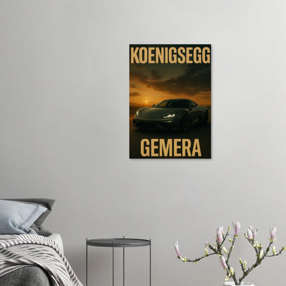 Koenigsegg Gemera Sunset Drive Poster – Premium Automotive Art Print for Car Enthusiasts
