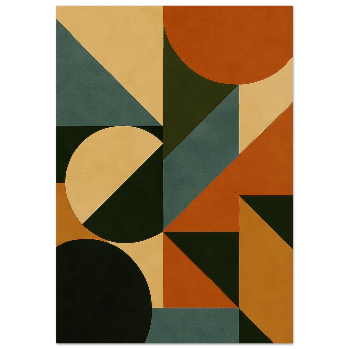 Abstract Geometric Poster - Mid-Century Modern Art Print in Earthy Tones