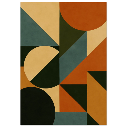 Abstract Geometric Poster - Mid-Century Modern Art Print in Earthy Tones
