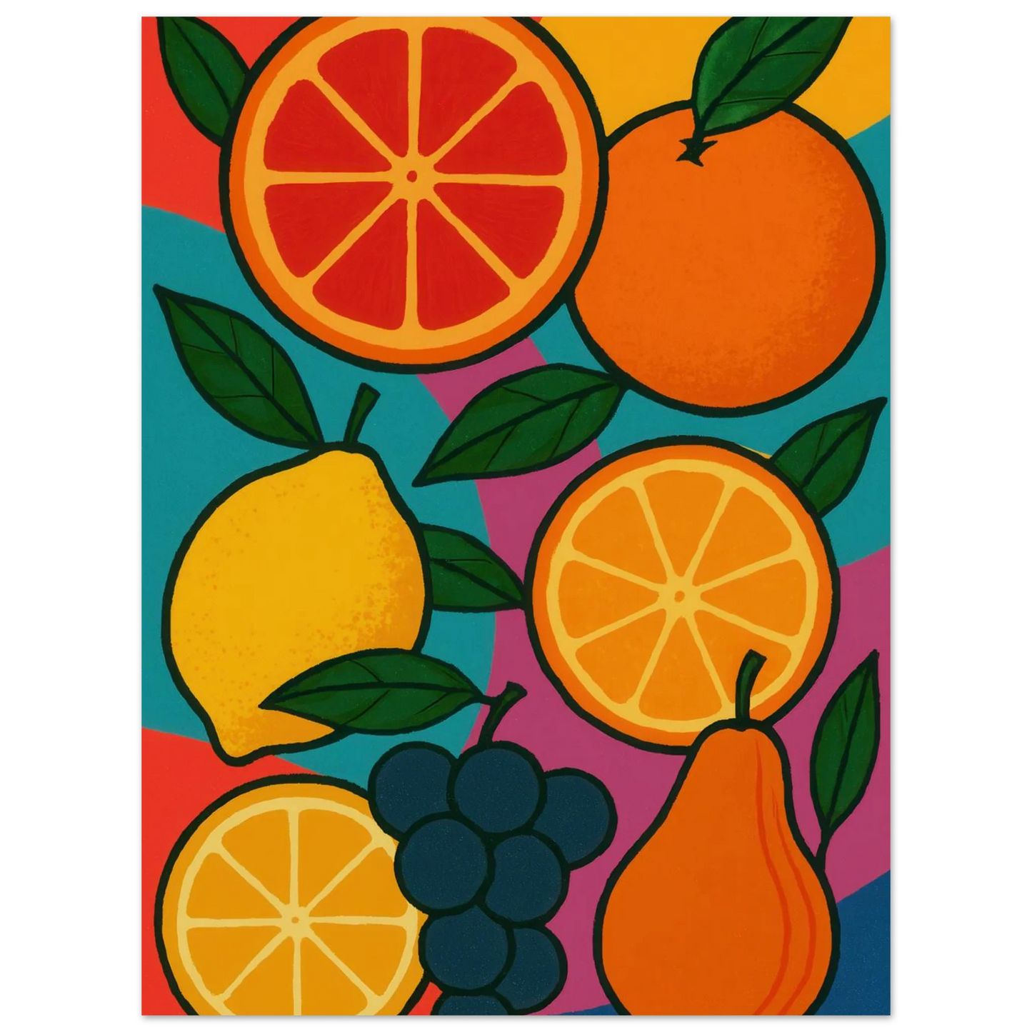 Frukter: Vibrant Pop Art Frukt Poster – Lägg till en färgexplosion i ditt hem