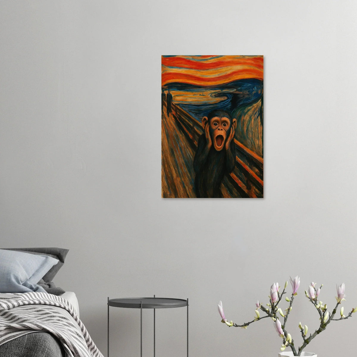 Munk-ey Scream Art Print - Expressive Chimp Masterpiece Poster