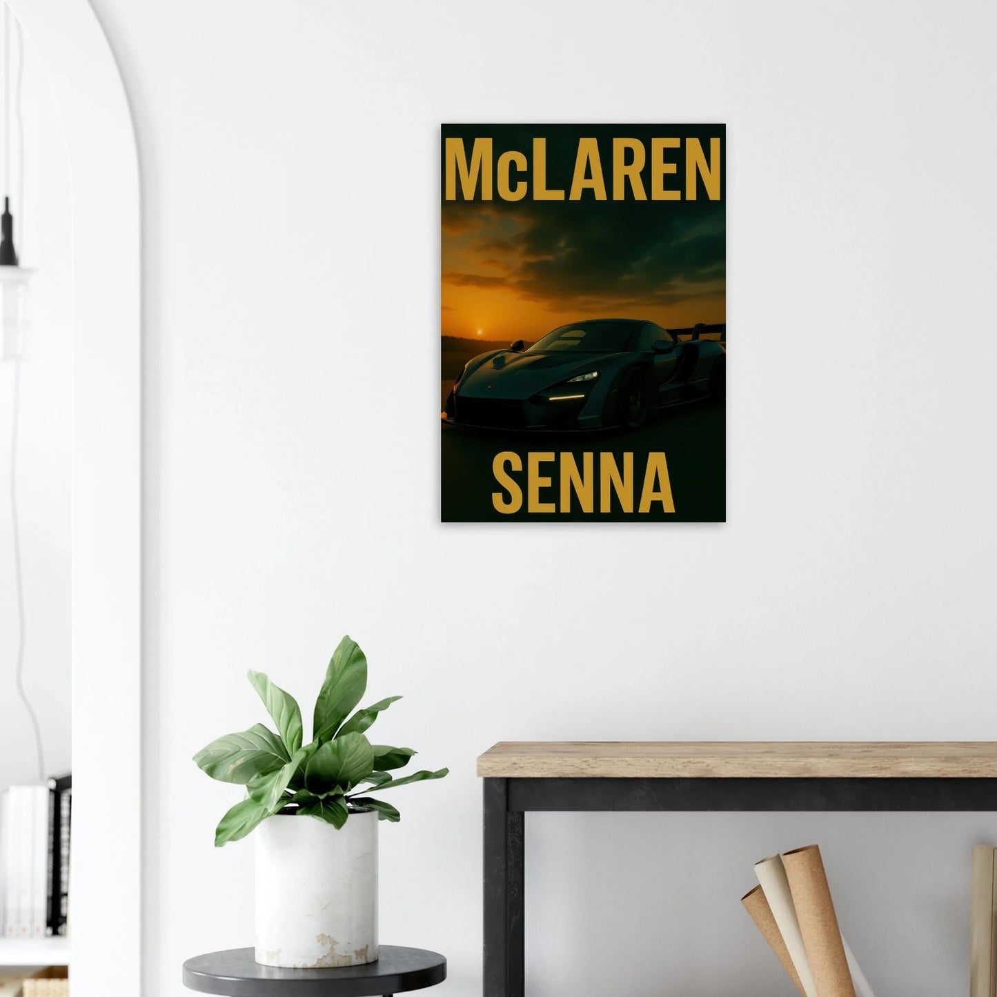 McLaren Senna Sunset Drive Poster - Dynamic Golden Hour Automotive Art Print