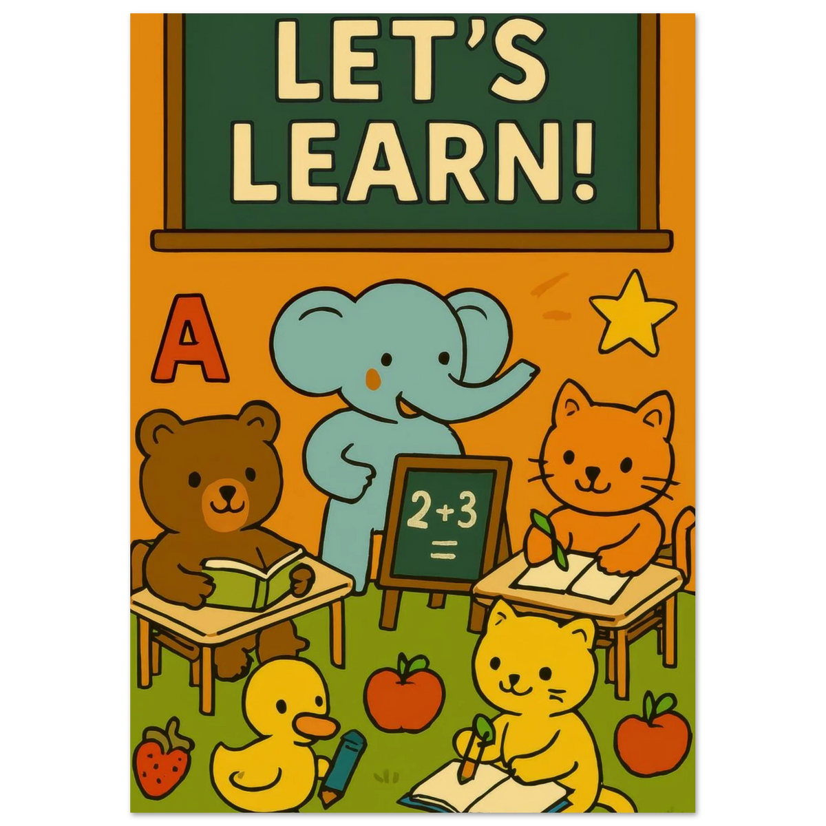 Lekfull Skolstart: 'Let's Learn!' Konsttryck för Barnrummet