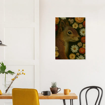 Djur: Blomsterprakt – Levande Djurporträtt Konsttryck på Premium Halvblankt Papper