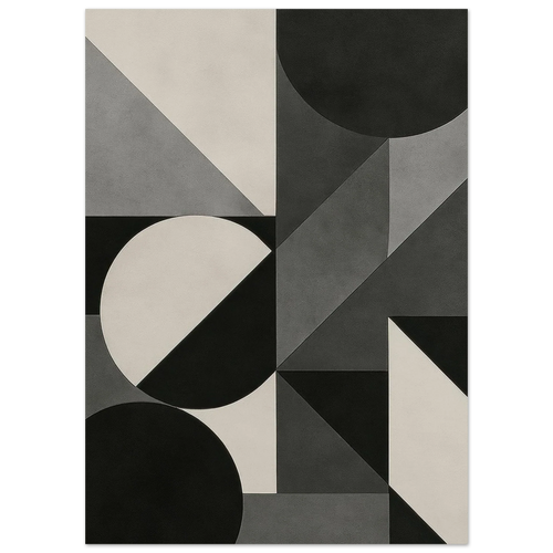 Abstract Geometric Poster: Modern Art in Monochrome Tones, Available in 29 Sizes
