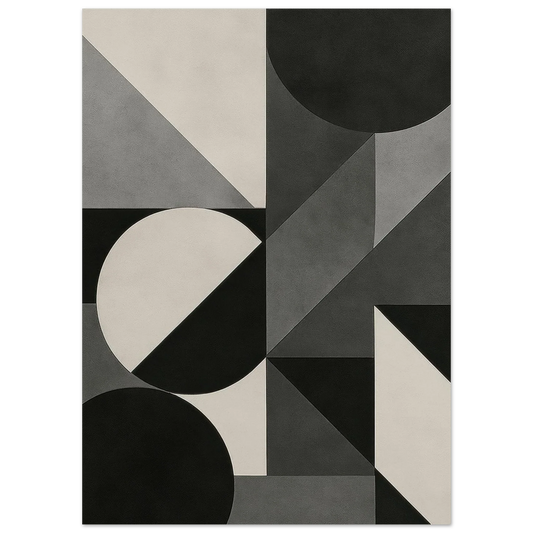 Abstract Geometric Poster: Modern Art in Monochrome Tones, Available in 29 Sizes