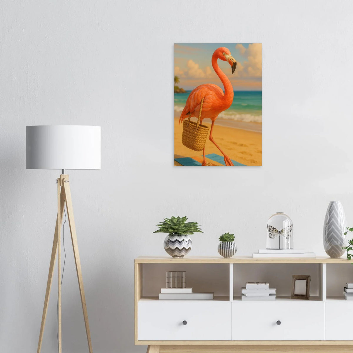 Stilsäker Flamingo: Konsttryck i Tropisk Målning för att lysa upp ditt hem