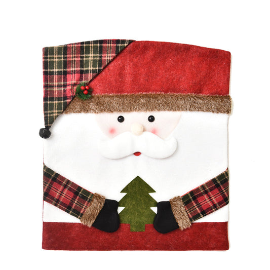 Julstolsöverdrag med tomte, snögubbe & ren | Juldekoration till stol