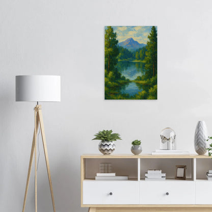 Skogsglänta Poster – Konstverk med Sjö och Skog i Premium Kvalitet