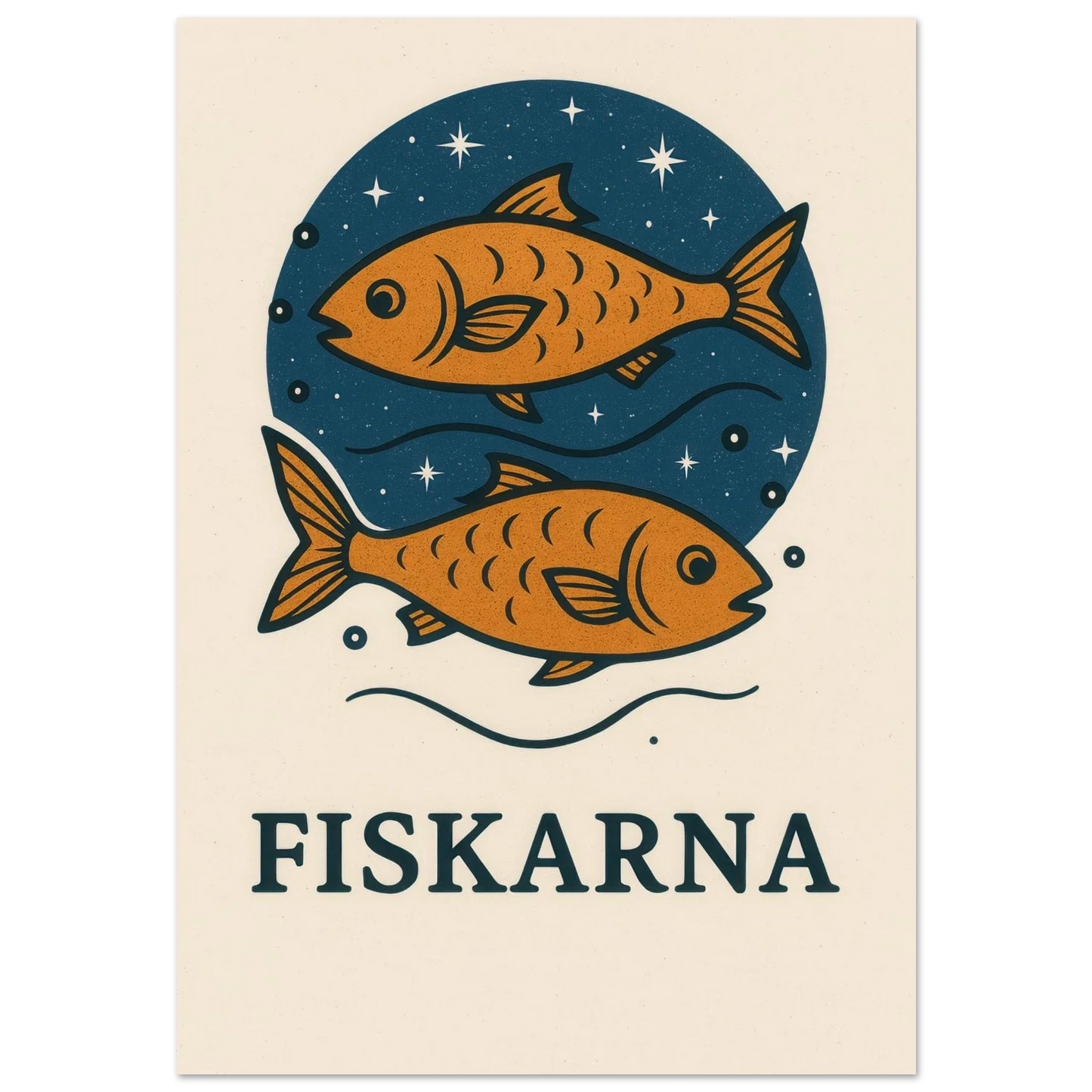 Pisces Zodiac Constellation Art Print – "Fiskarna" Mystical Fish Wall Decor in various sizes