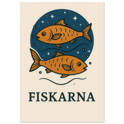 Pisces Zodiac Constellation Art Print – "Fiskarna" Mystical Fish Wall Decor in various sizes