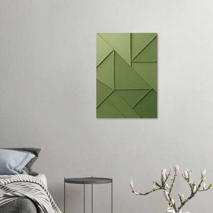 Abstrakt Minimalist Konsttryck i Gröna Nyanser – Modern Geometrisk Väggkonst