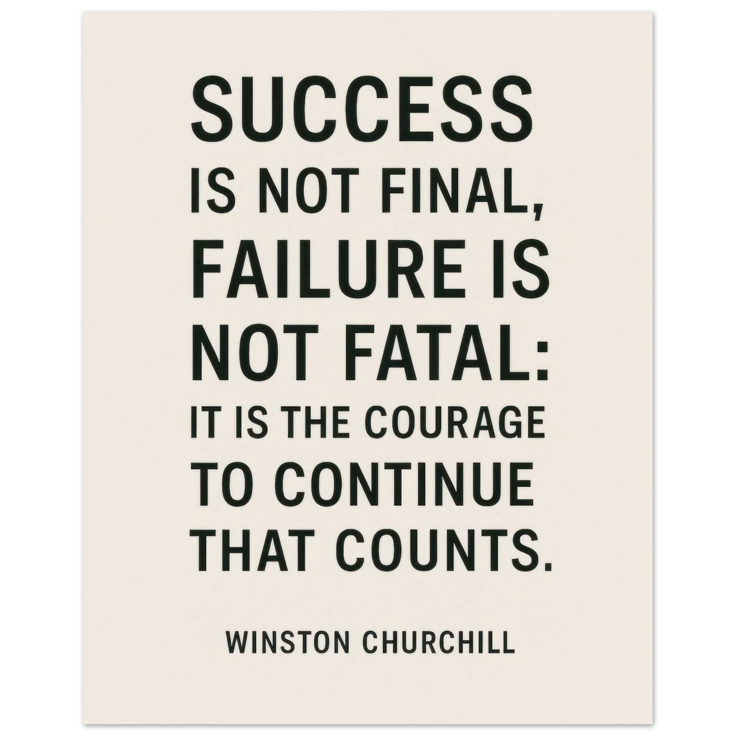 Winston Churchill 'Courage to Continue' Motivational Quote Poster in various sizes