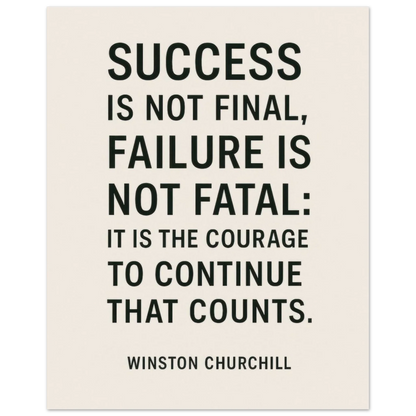Winston Churchill 'Courage to Continue' Motivational Quote Poster in various sizes