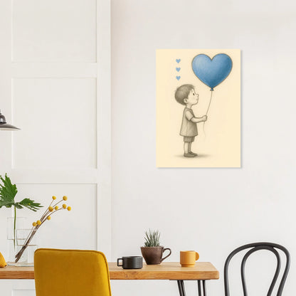 "A Little Love" Konsttryck – Charmig Barnillustration med Hjärteballong, Perfekt för Barnrummet i Olika Storlekar