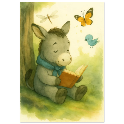 Little Donkey's Quiet Corner: Enchanting Storytime Art Print