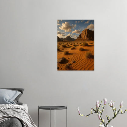Desert Serenity Fine Art Poster – Majestic Landscape Print with Earthy Tones & Golden Sands