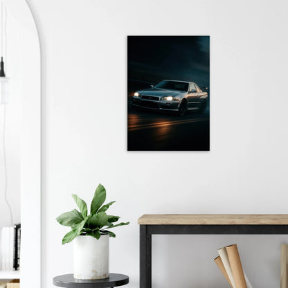 Nissan Skyline Night Drive Poster - Premium Automotive  Art Print