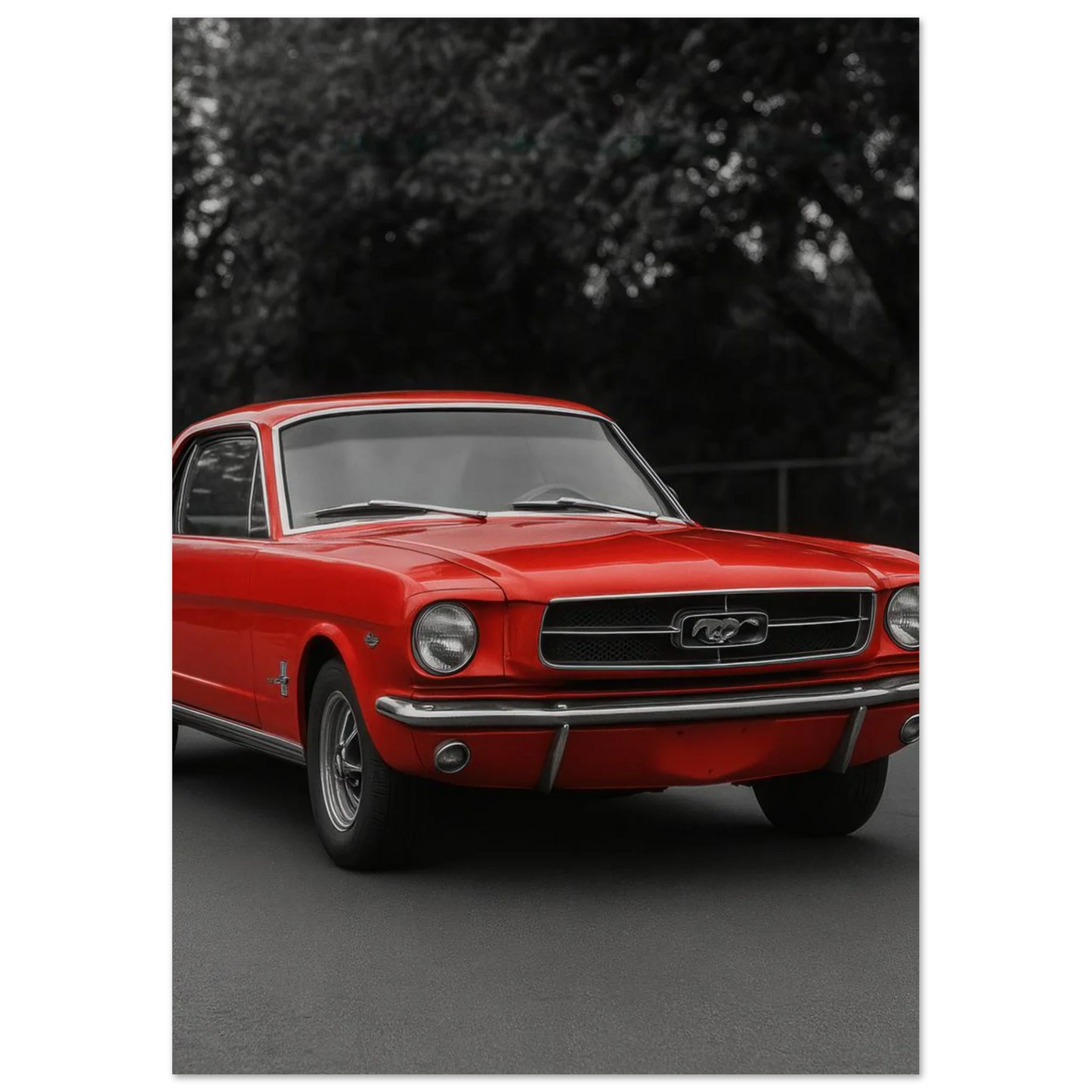 Klassisk Röd Mustang Poster - Tidlös Bilkonst för Entusiasten