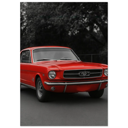 Klassisk Röd Mustang Poster - Tidlös Bilkonst för Entusiasten