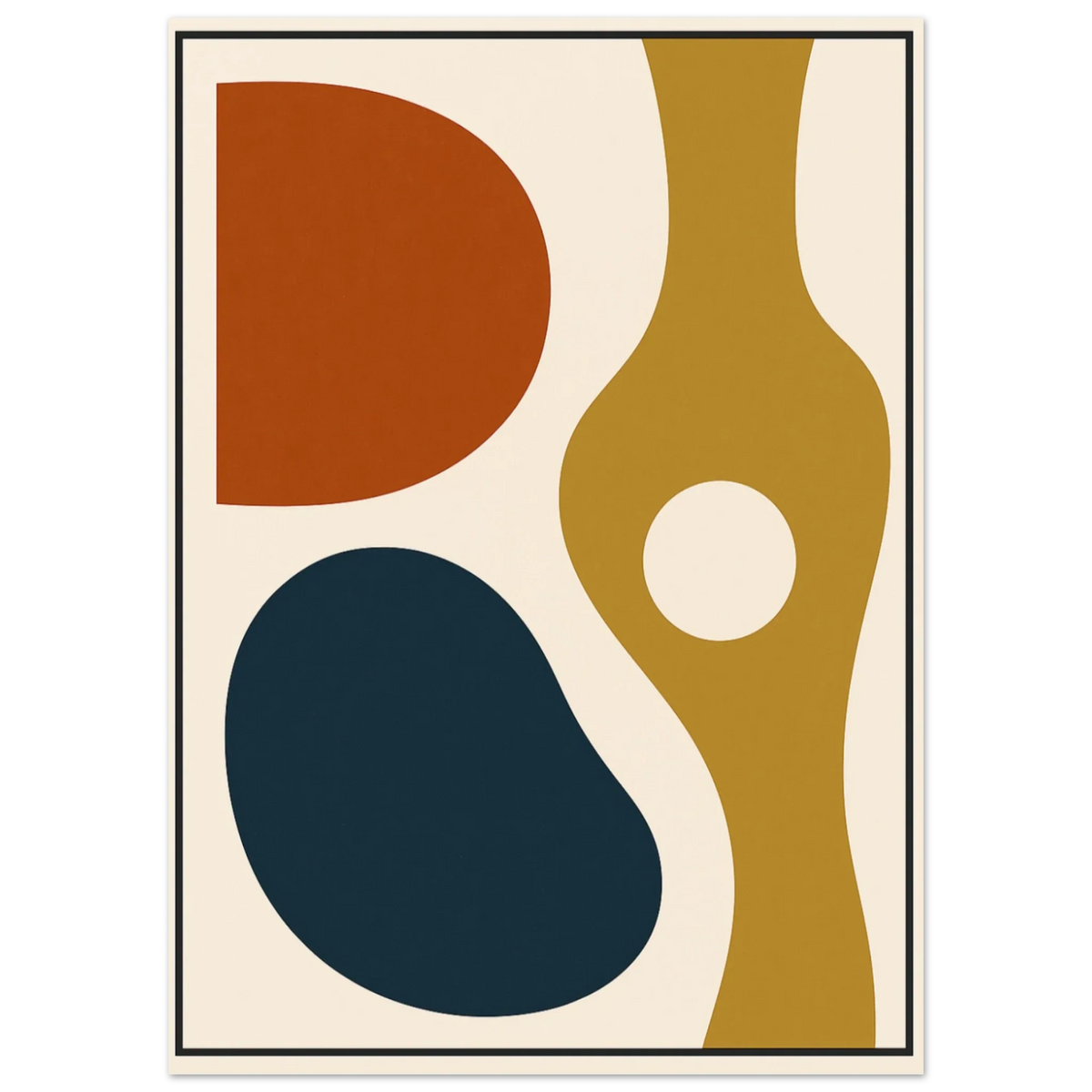 Abstract Mid-Century Modern Art Print – Earth Tones & Navy