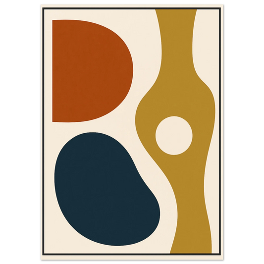 Abstract Mid-Century Modern Art Print – Earth Tones & Navy