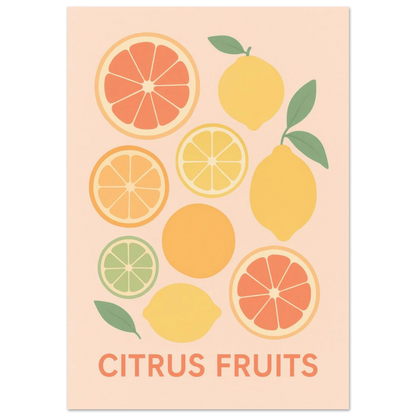 Fresh Citrus Fruits Minimalist Art Poster – Vibrant Kitchen & Dining Decor in Your Preferred Size