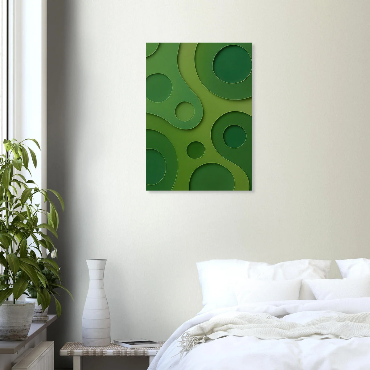 Abstract Organic Green Shapes Art Print | Minimalist Layered Nature-Inspired Wall Art in Various Sizes