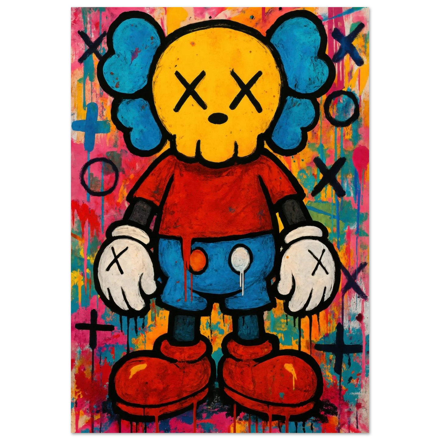 Pop Art Poster - Mickey Mouse Inspired Character with Skull Face Design