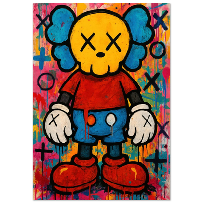 Pop Art Poster - Mickey Mouse Inspired Character with Skull Face Design