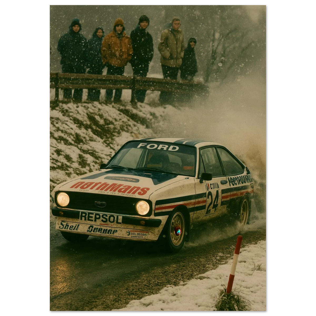 Bilar: Episk Rallyaction – Klassisk Vintage Bilkonst i Flera Storlekar