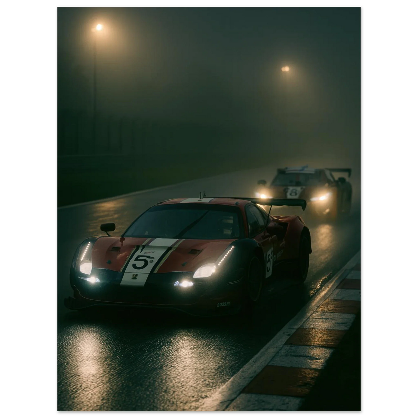 Bilar i Dimma: Dynamisk MotorSport Poster för Entusiasten