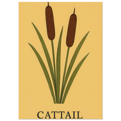 Frukter - Elegant Cattail Botanical Print on Premium Semi-Gloss Paper