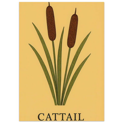 Frukter - Elegant Cattail Botanical Print on Premium Semi-Gloss Paper