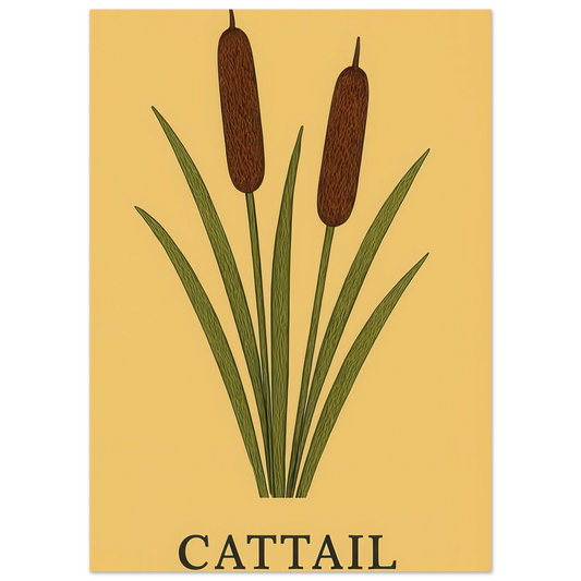Frukter - Elegant Cattail Botanical Print on Premium Semi-Gloss Paper