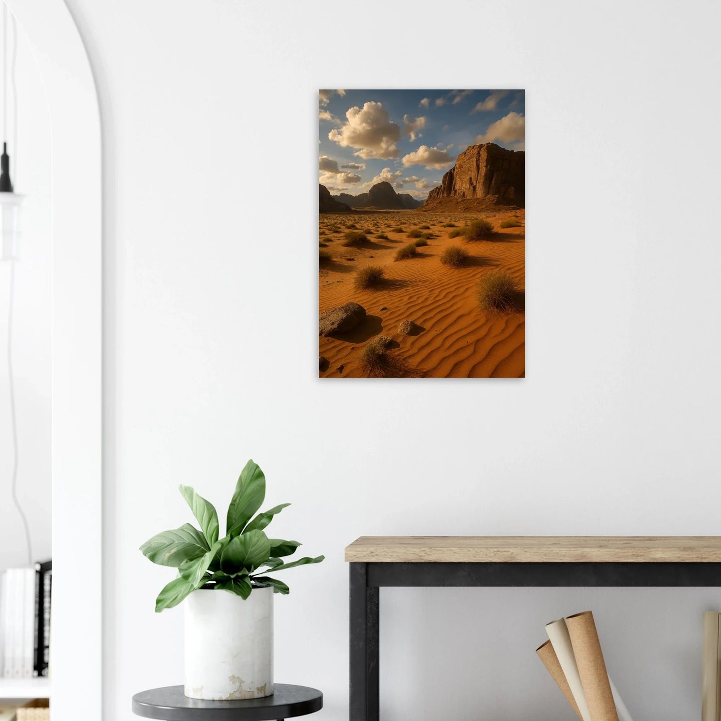 Desert Serenity Fine Art Poster – Majestic Landscape Print with Earthy Tones & Golden Sands