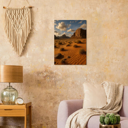 Desert Serenity Fine Art Poster – Majestic Landscape Print with Earthy Tones & Golden Sands